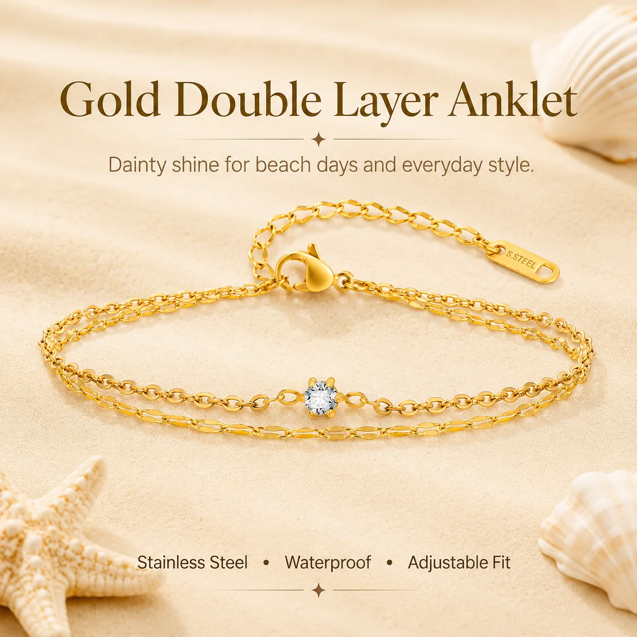 Waterproof Layered Anklet Brac - Jc Jewelry & Watches Photos 评论和价格
