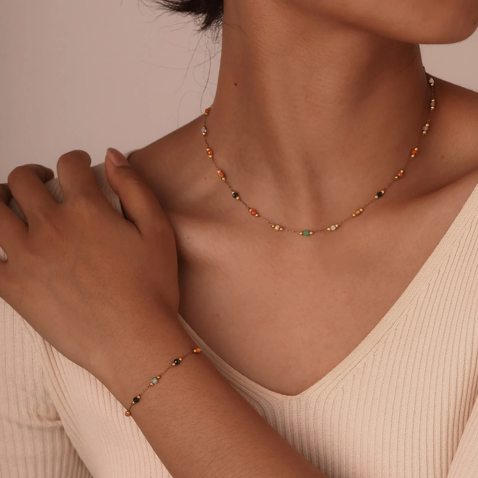 Nature Stone Beaded Chain  Ank - Jc Jewelry & Watches Photos 评论和价格