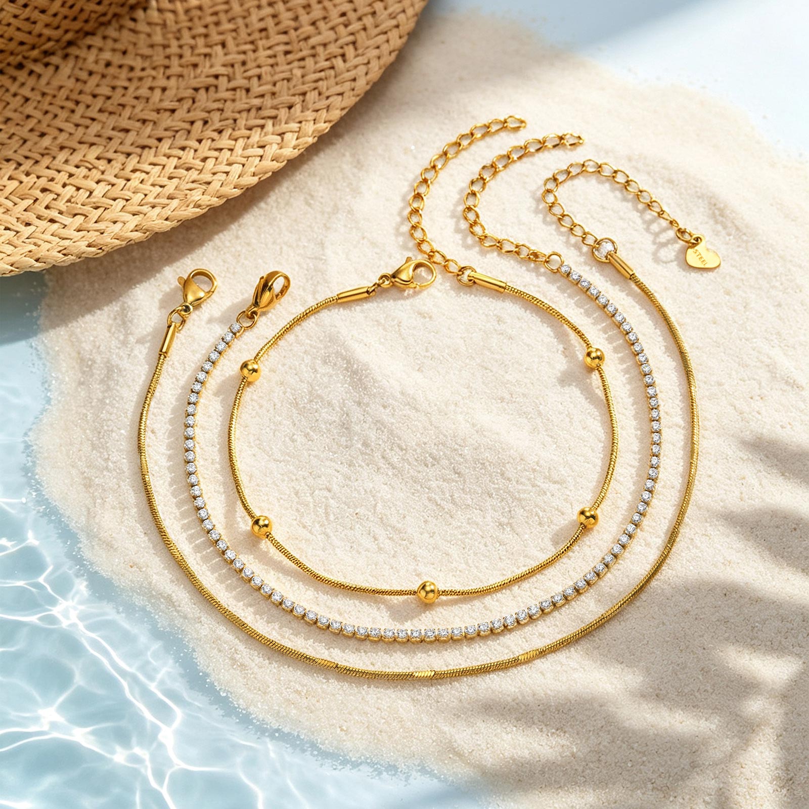 3Pcs Set Anklet Snake Chain An - Jc Jewelry & Watches Photos 评论和价格